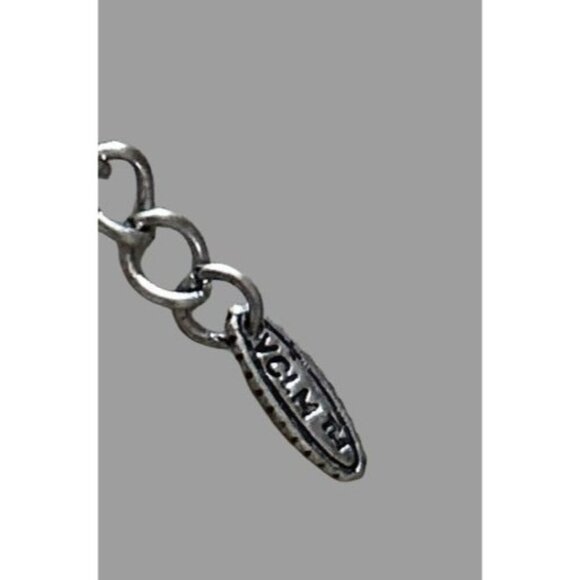 Vintage VCLM Necklace Silver Tone Crystals & Hammered Disks 14" Drop - Picture 8 of 9